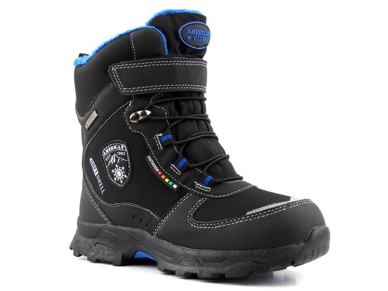 AMERICAN CLUB RL 36/20 Kinder-Schneestiefel, schwarz mit blauem Futter