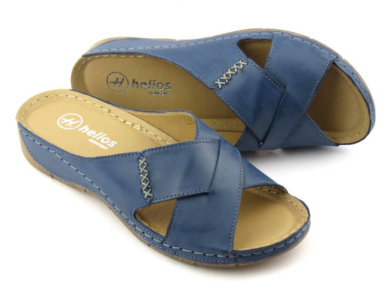 Bequeme Damen-Flip-Flops mit gekreuzten Riemen – HELIOS Komfort 229, Marineblau