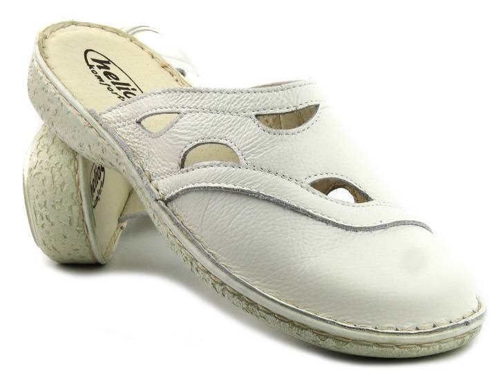 Bequeme Damen-Leder-Flip-Flops - HELIOS Komfort 632, weiß