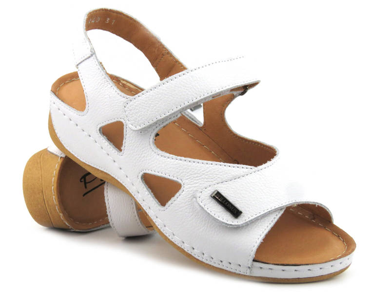 Bequeme Damen-Ledersandalen - Pollonus 0994, weiß