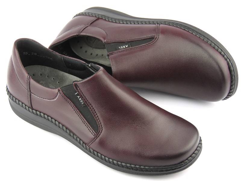 Bequeme Damen-Slipper, Weite H - AXEL 1716, dunkle Kirsche