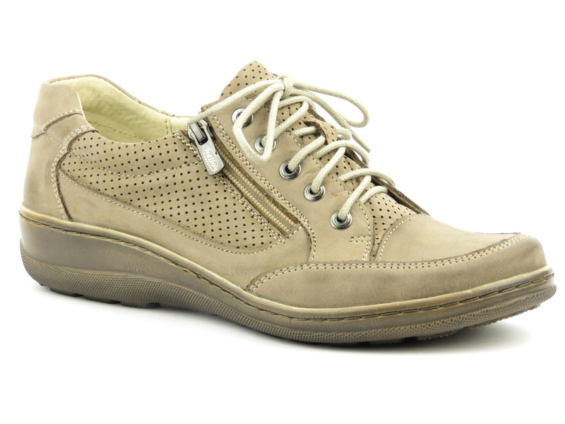 Bequeme Damenschuhe aus weichem Leder Helios Komfort 357, beige