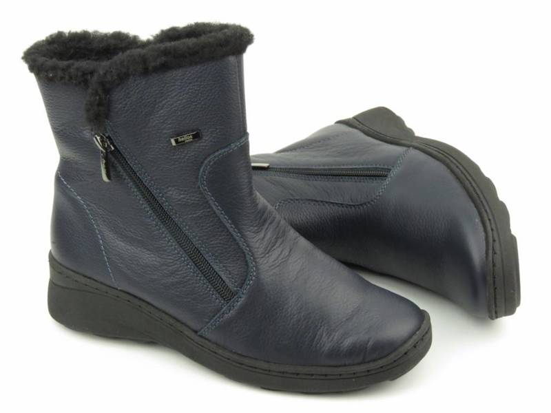 Bequeme Damenstiefel mit Schaffellisolierung - HELIOS Komfort 514, Marineblau