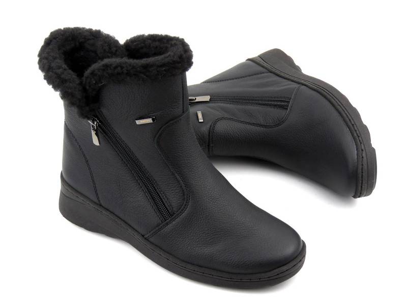 Bequeme Damenstiefel mit Schaffellisolierung - HELIOS Komfort 514, schwarz