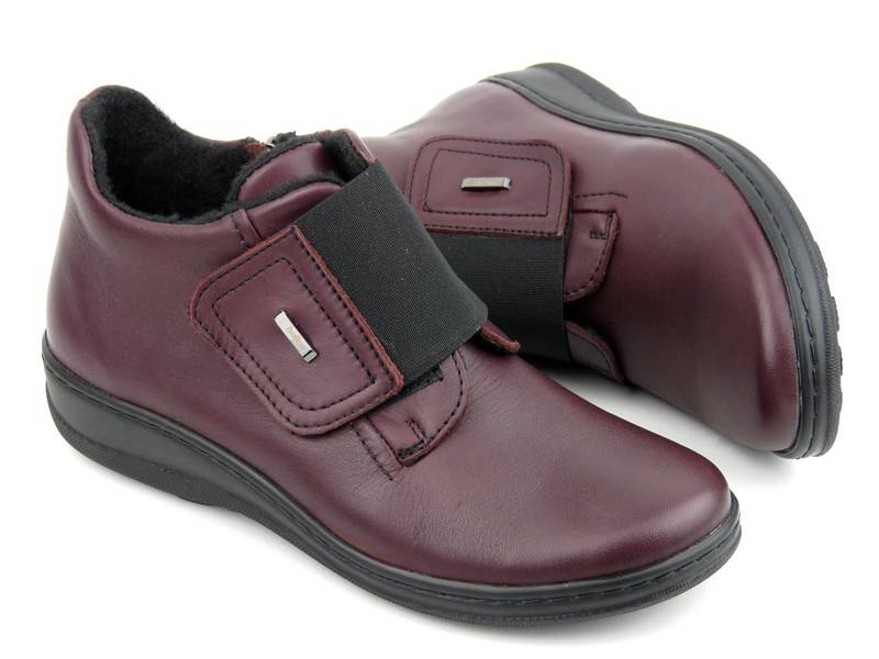 Bequeme Damenstiefelette mit Klettverschluss - HELIOS Komfort 512, dunkle Kirsche