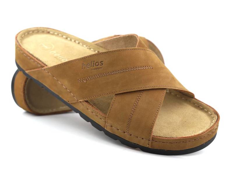 Bequeme Herren-Flip-Flops mit gekreuzten Riemen – HELIOS Komfort 818, braun