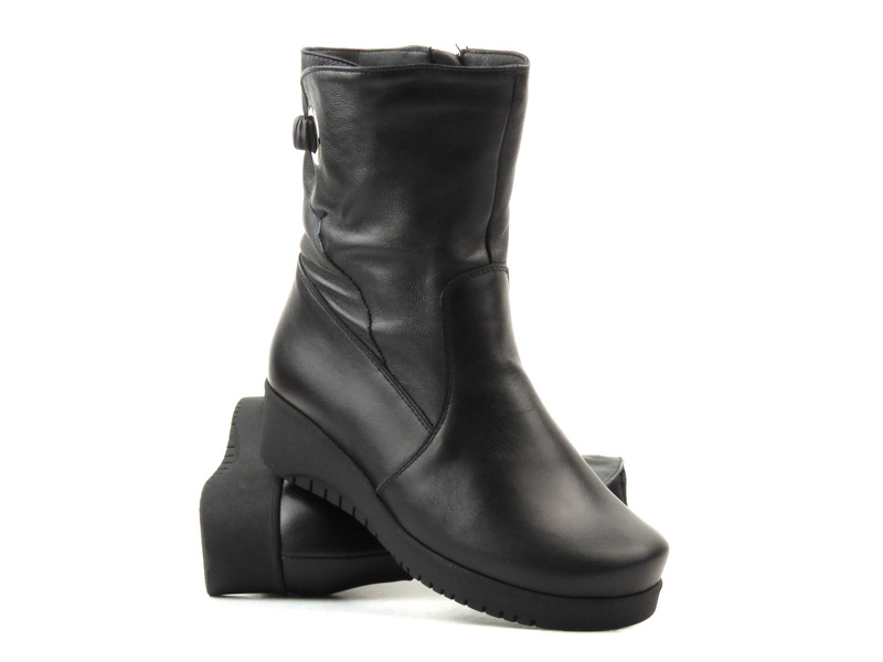 Bequeme, mit Wolle isolierte Damenstiefel aus Leder – Galant 061, schwarz