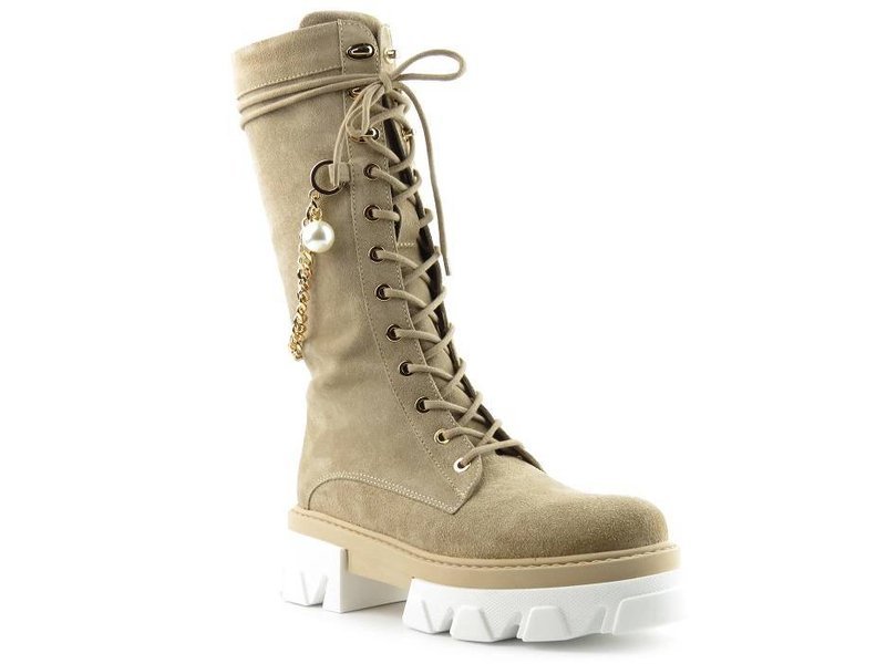 CARINI B7161 Frühlings-Damenstiefel aus Wildleder, Beige