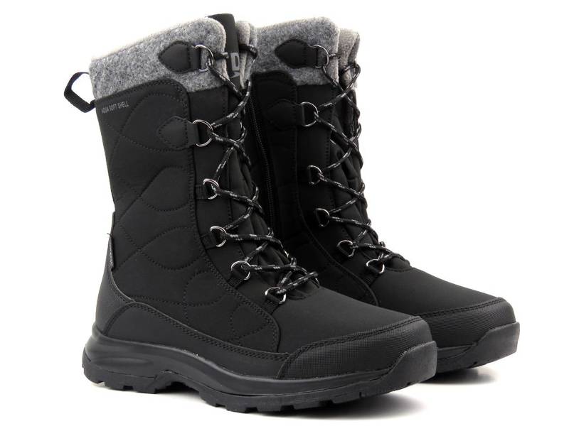 DK TECH Aqua SoftShell 2105 hohe Damen-Schneestiefel, Schwarz und Grau