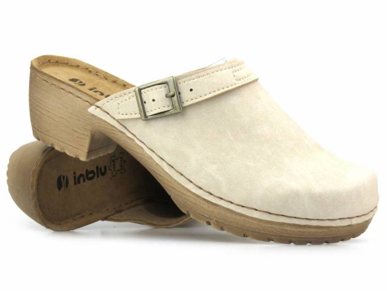 Damen-Flip-Flops, Clogs mit hohen Absätzen – INBLU BL-04, beige