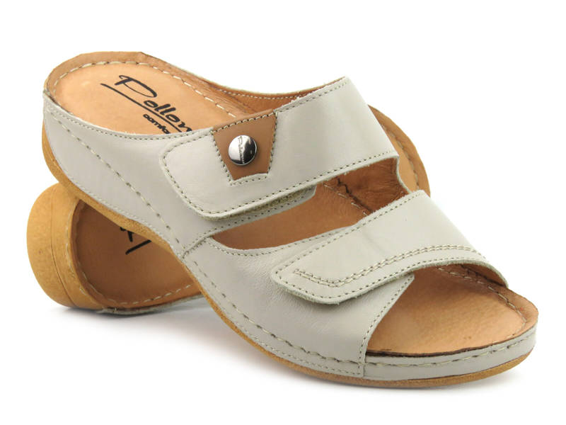 Damen-Flip-Flops mit Klettverschluss – Pollonus 0821, beige