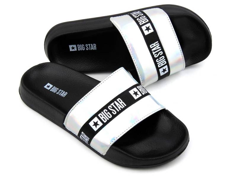 Damen-Flip-Flops mit glänzendem Holo-Riemen – BIG STAR GG274A005, Silber