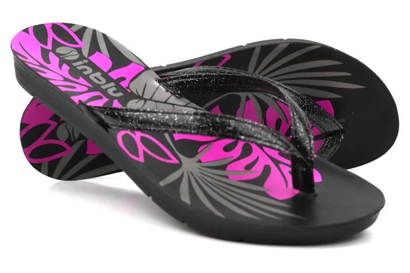 Damen-Flip-Flops mit glänzendem Riemen – INBLU ME-53, schwarz