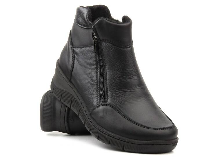 Damen-Keilstiefel aus Leder – HELIOS Komfort 594S, schwarz