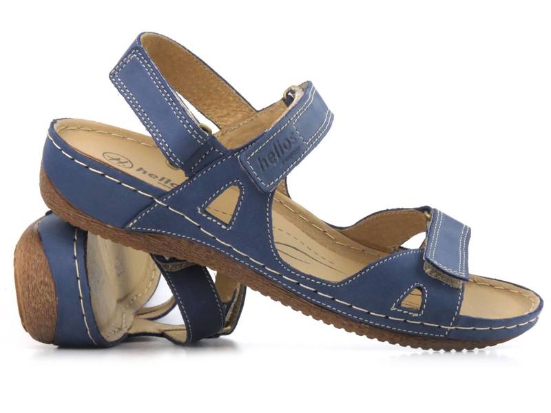 Damen-Ledersandalen im sportlichen Design - HELIOS Komfort 205, Marineblau