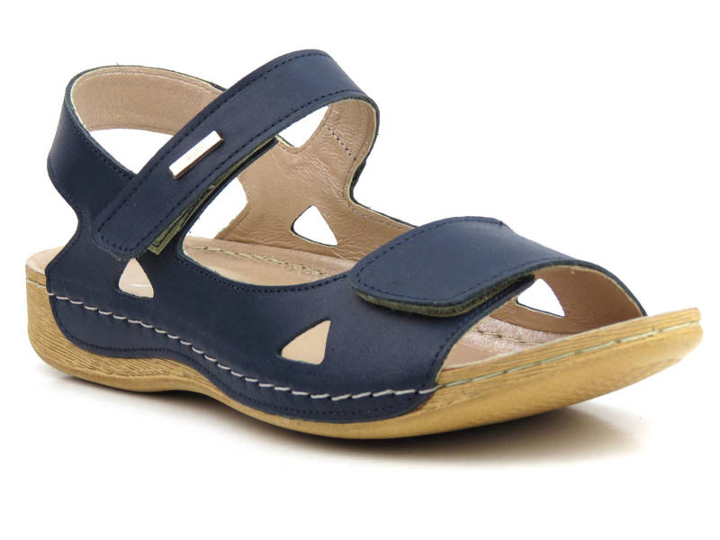 Damen-Ledersandalen mit weicher Innensohle – Agxbut 550, Marineblau