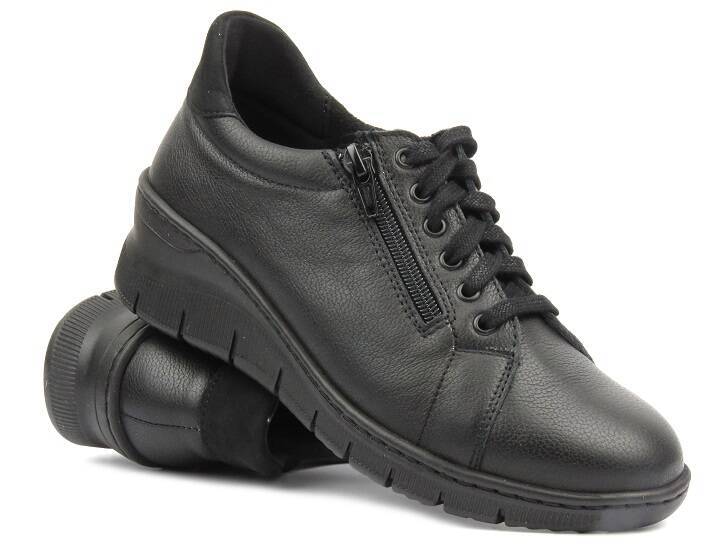 Damen-Lederschuhe - Wasak 0703, schwarz