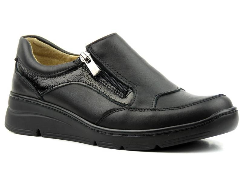 Damen-Lederschuhe mit Reißverschluss - HELIOS Komfort 391, schwarz 4