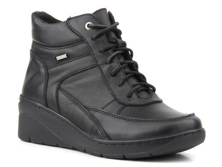 Damen-Lederstiefel im sportlichen Stil - HELIOS Komfort 568, schwarz