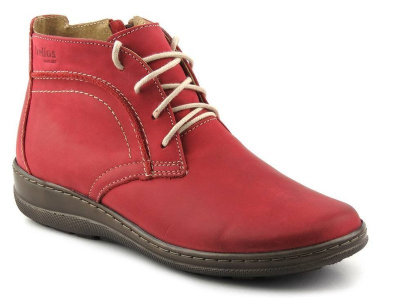 Damen-Lederstiefeletten mit Schnürsenkeln und Reißverschluss – HELIOS KOMFORT 612-2, rot