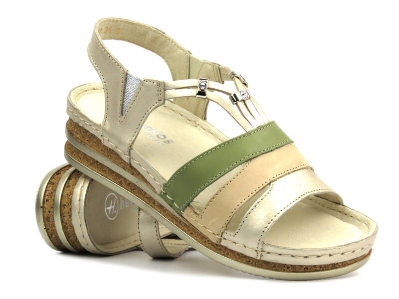 Damen-Plateausandalen aus Leder – HELIOS Komfort 248, hellbraun