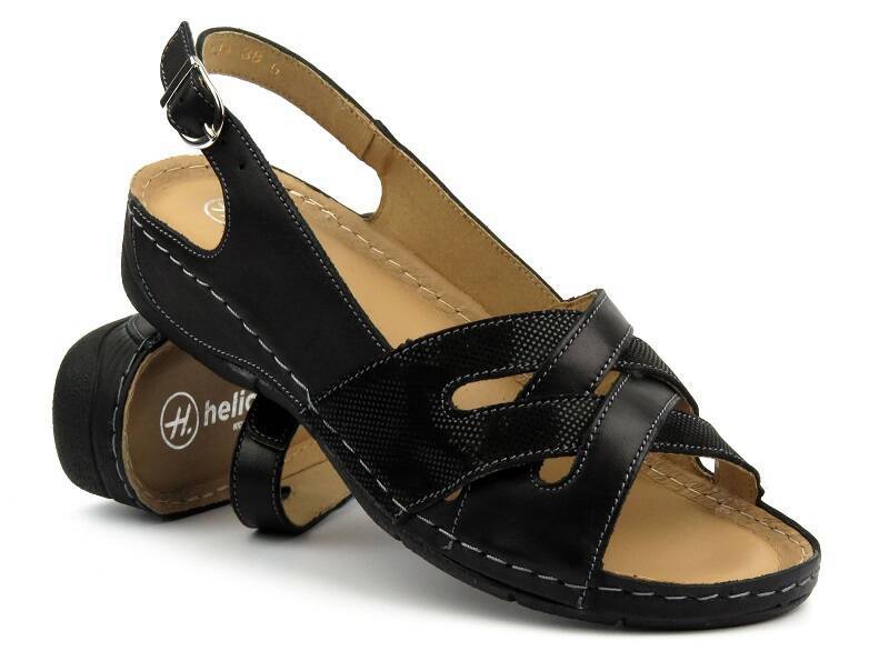 Damen-Plateausandalen aus Leder – HELIOS Komfort 248, hellbraun