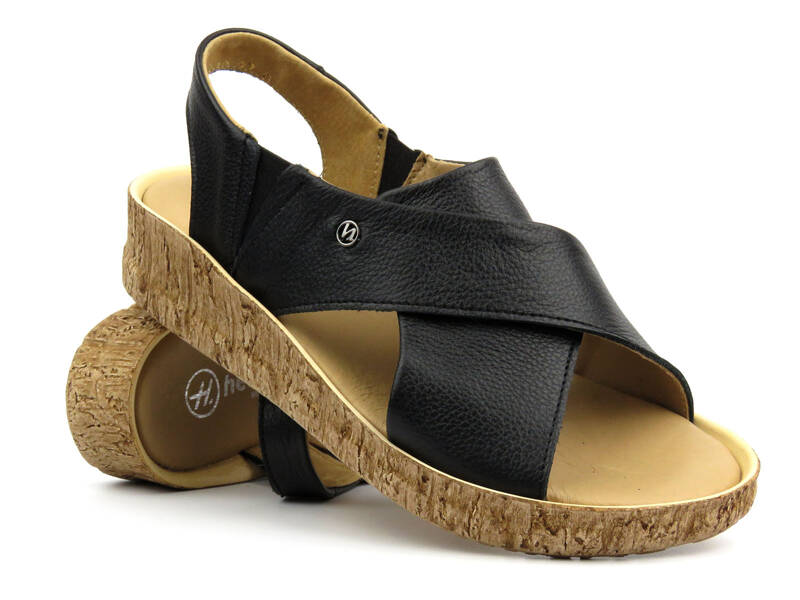 Damen-Plateausandalen aus Leder – HELIOS Komfort 248, hellbraun