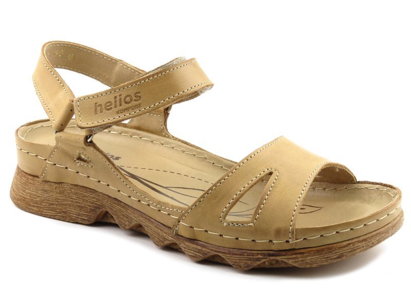 Damen-Plateausandalen aus Leder – HELIOS Komfort 248, hellbraun