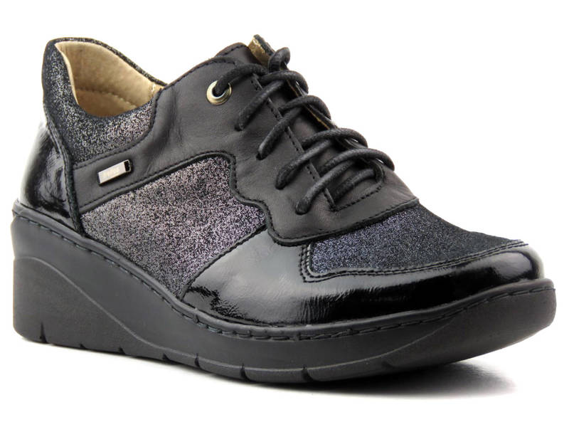 Damen-Sneaker aus Naturleder - Helios Komfort 347, Schwarz 7