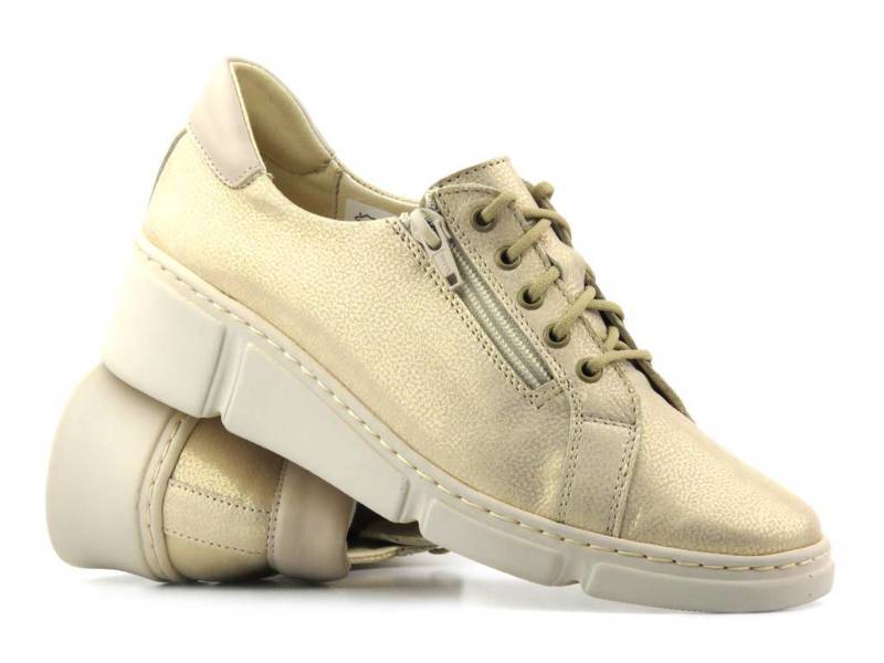 Damen-Sneaker aus glänzendem Leder – Wasak 0681, Gold