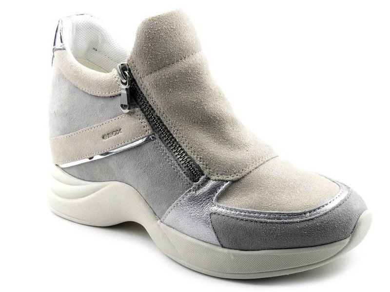 Damen-Sneaker mit verstecktem Keilabsatz – GEOX D04HVB, Grau mit Silber