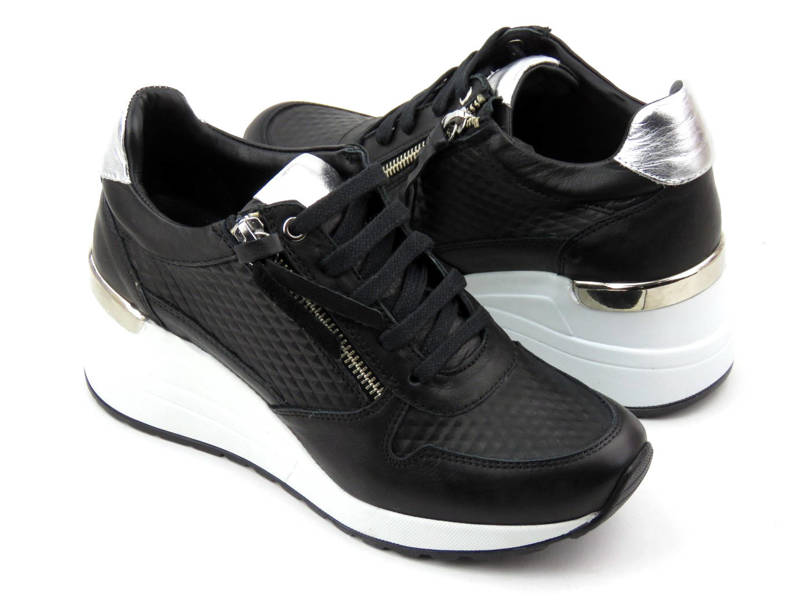 Damen-Sneaker mit weißem Keilabsatz – VENEZIA 7655104, schwarz