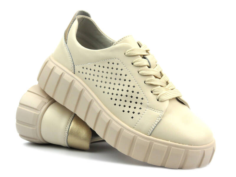 Damen-Sportschuhe mit durchbrochenem Obermaterial – Sokolski OC W24-46, beige