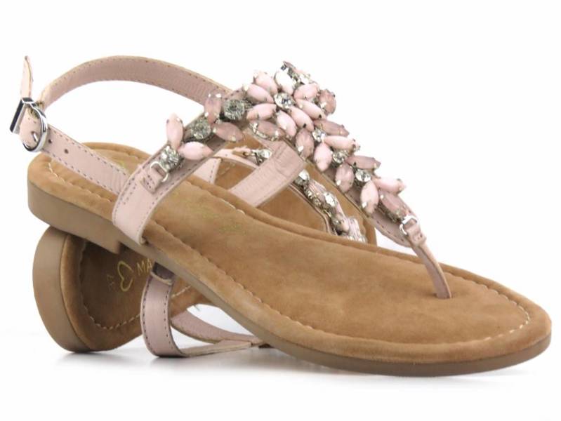 Damensandalen, Flip-Flops mit Kristallen – Marco Tozzi 2-28188-20, rosa