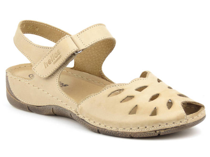 Damensandalen mit durchbrochenem Obermaterial - HELIOS Komfort 4011, hellbeige