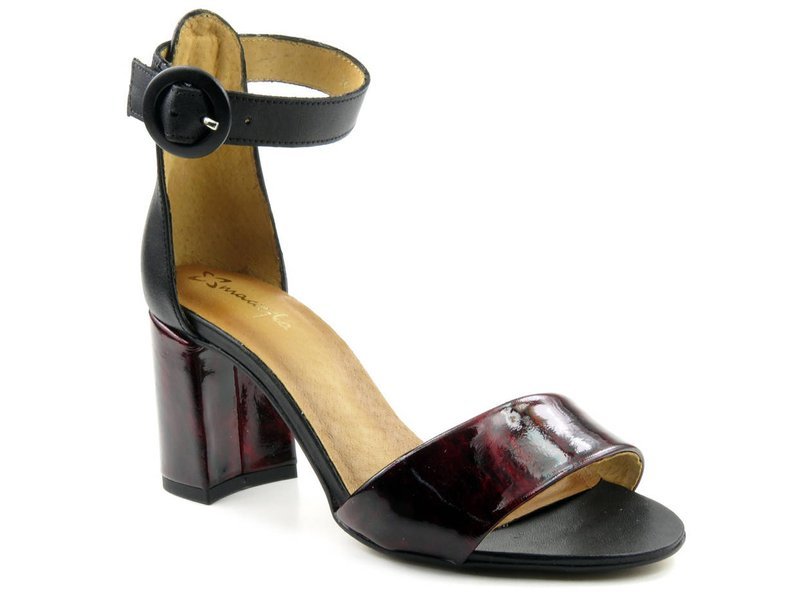 Elegante Damen-Sandalen mit hohen Absätzen – MACIEJKA 04235-23, Schwarz und Burgunderrot