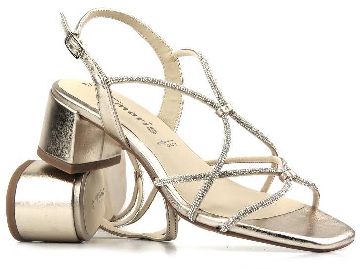 Elegante Damen-Sandalen mit hohen Absätzen - Tamaris 28236, Gold