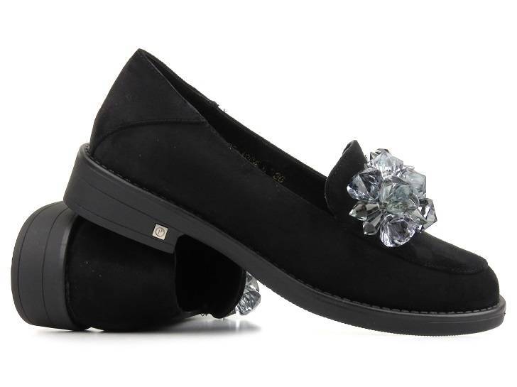 Elegante Damenschuhe und Loafer aus Wildleder - Potocki 23-12043BK, schwarz