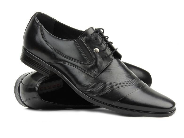 Formale Lederschuhe für Herren – CONHPOL 2644, schwarz