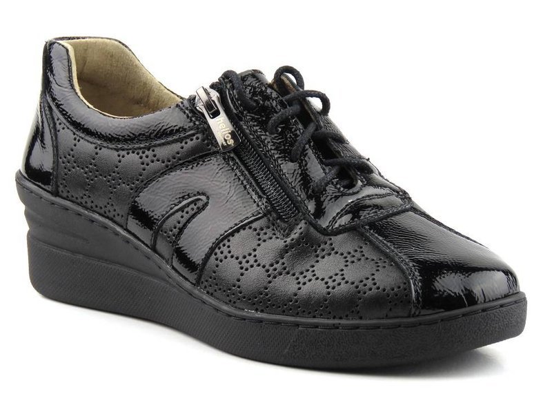 Helios 377 Damen-Ledersneaker, schwarz