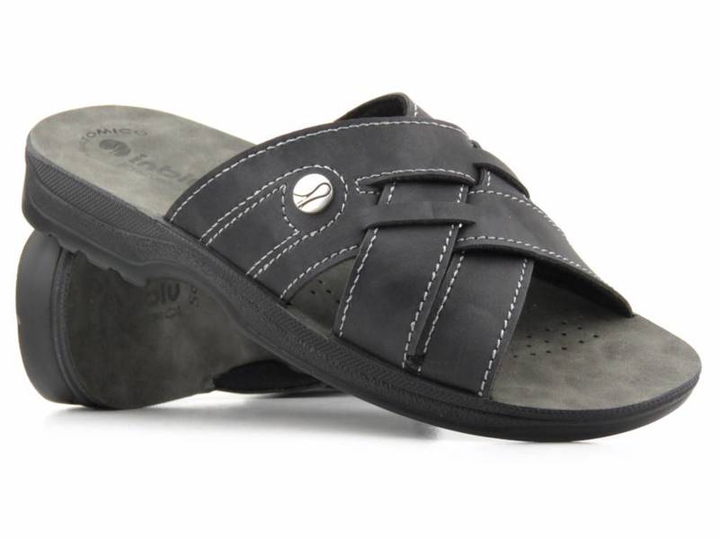 Herren-Flip-Flops mit gekreuzten Riemen – INBLU TG-07, schwarz