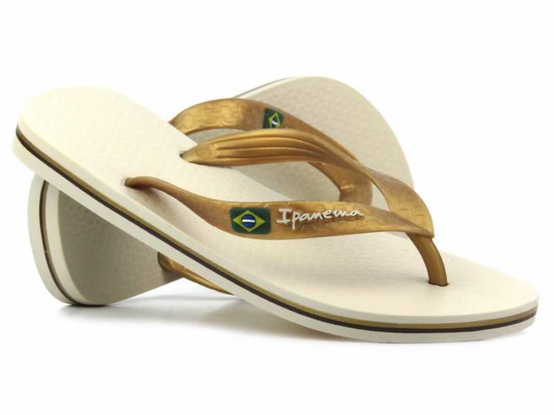 IPANEMA 80408 Damen-Gummi-Flip-Flops, Beige und Gold