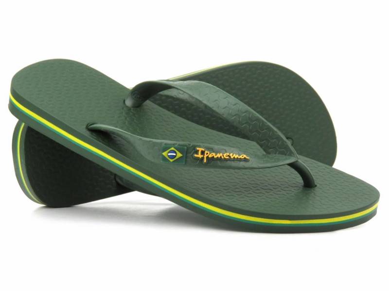 IPANEMA 80415 Herren-Schwimmbad-Flip-Flops, grün mit der brasilianischen Flagge