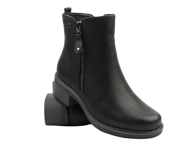 Isolierte Damenstiefeletten mit flachem Absatz – Evento 23BT35-6416, schwarz