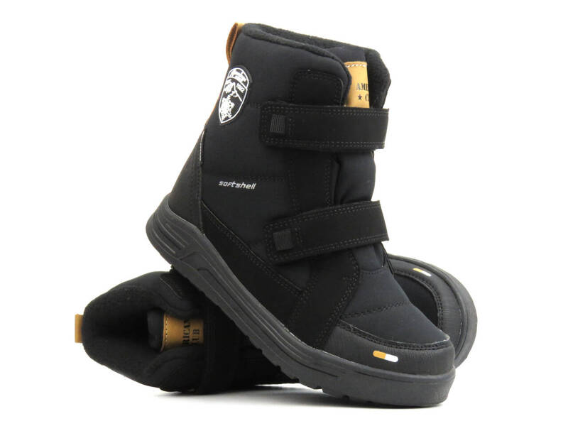 Kinder-Schneestiefel mit Klettverschluss – AMERICAN CLUB HL 104/23, schwarz