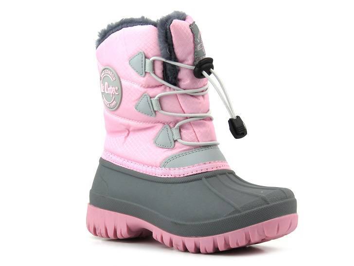 Kinder-Schneestiefel mit Manschette – LEE COOPER LCJ-21-44-0518K, rosa mit grau