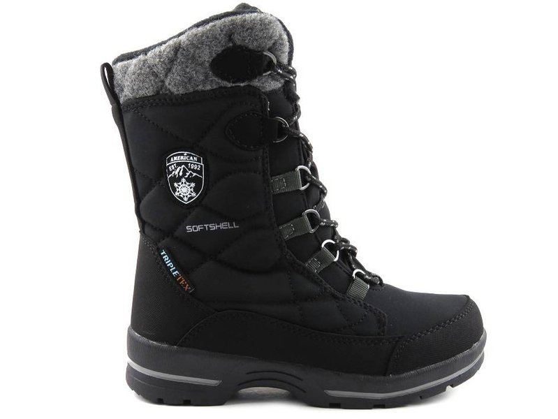 Kinder-Schneestiefel mit Membran und Softshell – AMERICAN CLUB SN14/23, schwarz