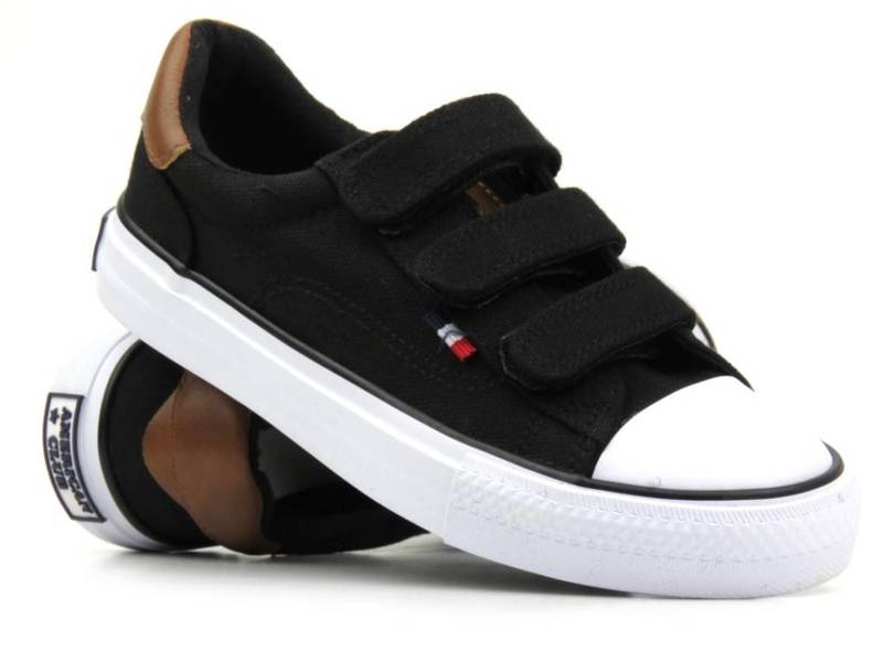 Kinder- und Jugendsneaker mit Klettverschluss - AMERICAN CLUB LH 81/23 / LH 80/23, schwarz