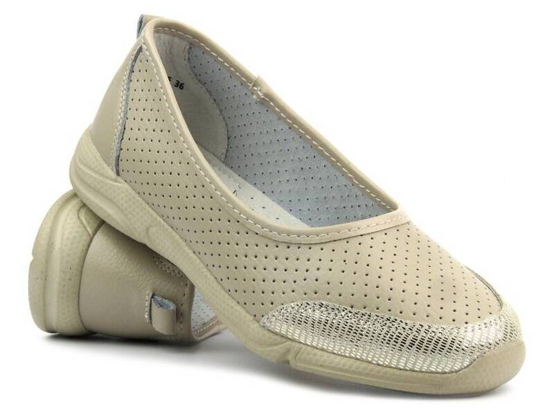 Kinderballerinas mit Ledereinsatz – Evento 21PB32-3621, beige