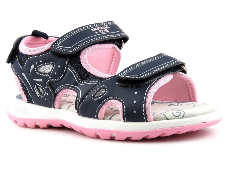 Kindersandalen mit Lederdecksohle - AMERICAN CLUB RL 37/21, Marineblau